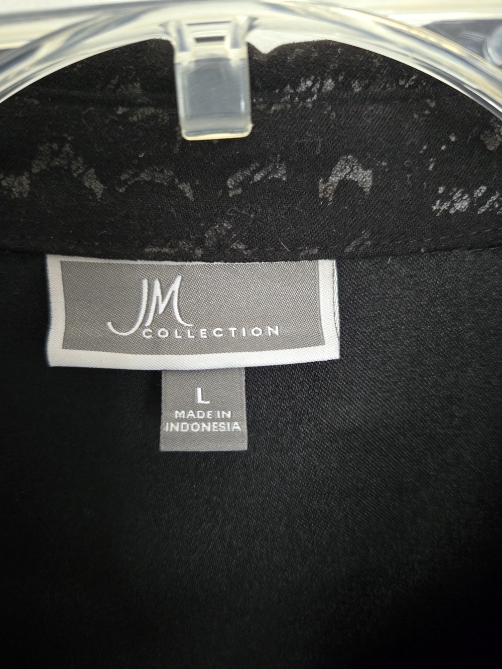 JM Collection Black Subtle Animal-Print Faux Suede Button Front Shachet Womens L - Picture 3 of 14